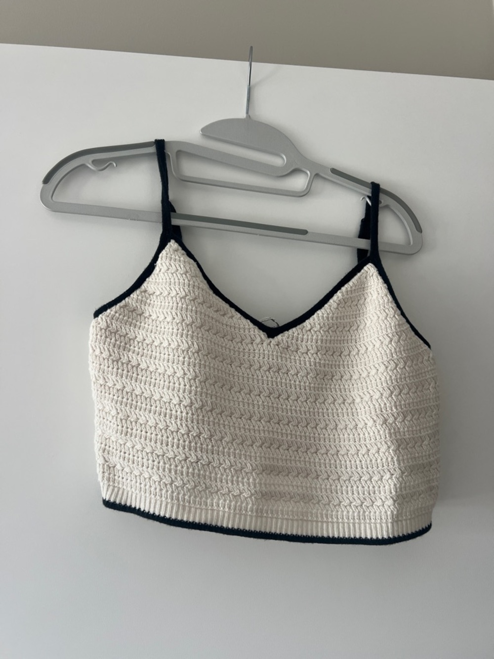 Abercrombie & Fitch Cream Crochet Cami with Black Trim